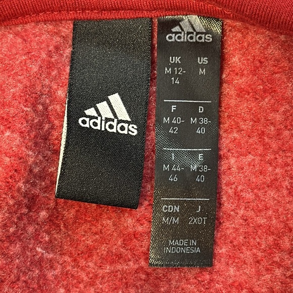 Adidas Side Slits Dark Red Heather Spellout Logo Kangaroo Pouch Hoodie Women’s M - Picture 6 of 6